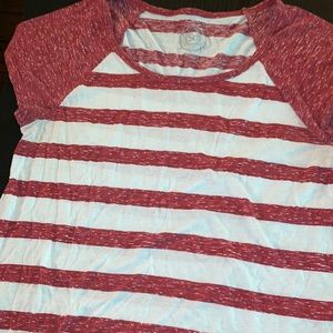 SO faded red and white short